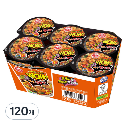 오뚜기 와우 새우 진짬뽕 컵 80g, 120개