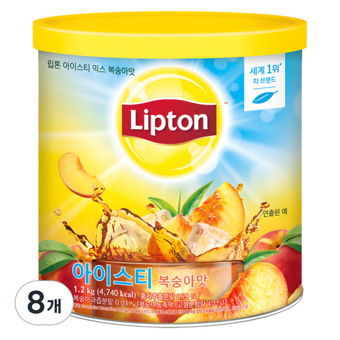 립톤 아이스티 믹스 복숭아맛, 1.2kg, 1개입, 8개