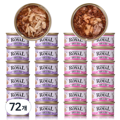 프리미엄로얄 3개월이상용 고양이 로얄캔 반반콤보 습식사료, 참치, 85g, 72개