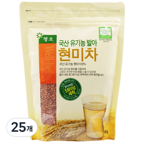 청오건강 유기농 발아 현미차 알곡, 400g, 1개입, 25개