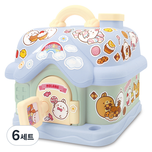 몰랑이 몰랑몰랑 스티커 꾸미기 크림하우스 저금통 세트, 파랑, 6세트