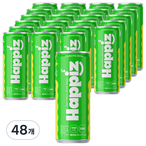 롯데칠성음료 해피즈 프리바이오틱 소다 레몬라임, 48개, 355ml