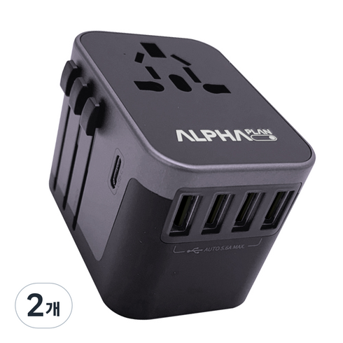 알파플랜 28W 해외 여행용 멀티어댑터 블랙 JY-305B, 2개