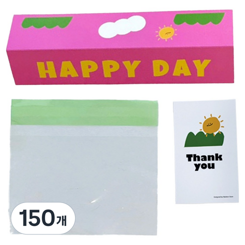 마커스스토어 알록달록 해피데이 헤더택 포장 대, 핑크, 150개