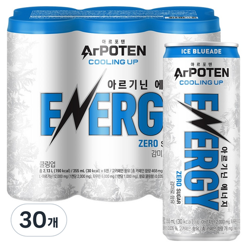 대상웰라이프 아르포텐 쿨링업 아르기닌 에너지드링크, 30개, 355ml