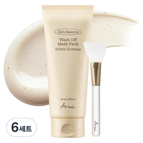 아리얼 스킨 밸런스 율무 효소 워시오프 마스크팩 200ml + 스패출러 세트, 6세트