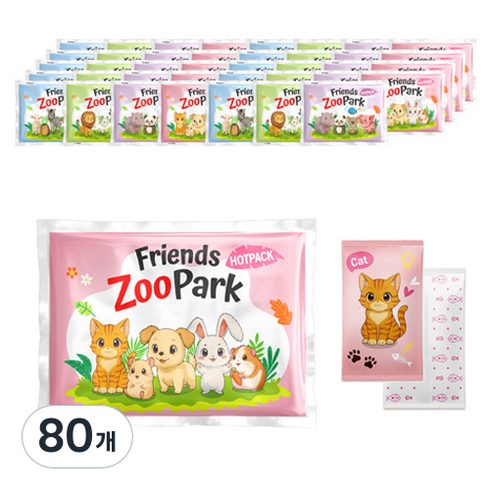 인라이프 프렌즈 ZooPark 포켓용 핫팩 랜덤발송 35g, 80개