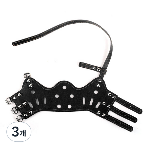 펫코디 강아지 물림방지 3버클 가죽 입마개 S, A Type, 3개