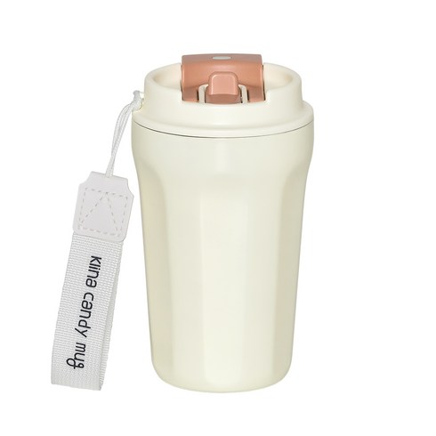 클리나 캔디머그 스텐 보온보냉 빨대 텀블러, 크림라떼, 380ml, 1개