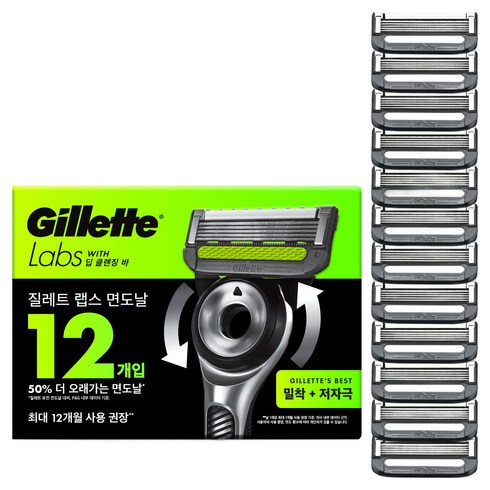질레트랩스 딥 클렌징 바 면도날, 12개입, 1개