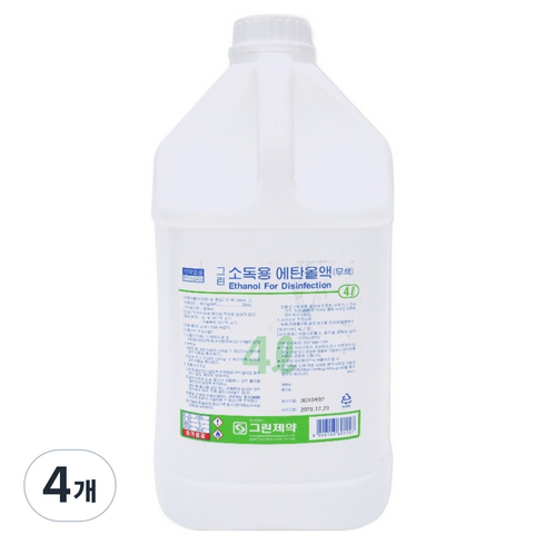 그린제약 소독용 에탄올, 4개, 4L