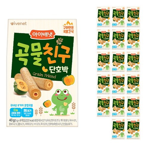 아이배냇 유아용 곡물친구 과자 단호박 5g x 8p, 단호박맛, 40g, 18개