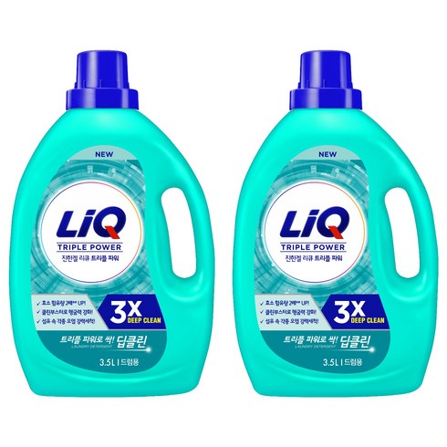 리큐 진한겔 딥클린 트리플 파워 드럼용 액상세제 본품, 3.5L, 2개