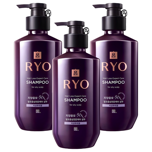 려 자양윤모 9EX 탈모증상전문케어 지성두피용 샴푸, 400ml, 3개