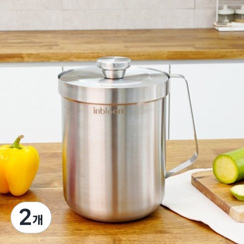 인블룸 완벽밀폐 스텐 음식물 쓰레기통 3L, 그레이, 2개
