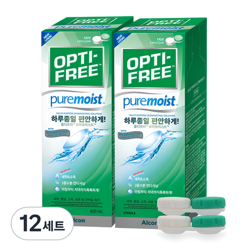 옵티프리 퓨어모이스트 렌즈세정액, 420ml, 12세트
