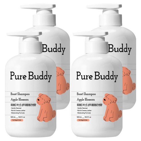 퓨어버디 강아지 부스트 샴푸 애플블라썸향, 500ml, 1개입, 4개