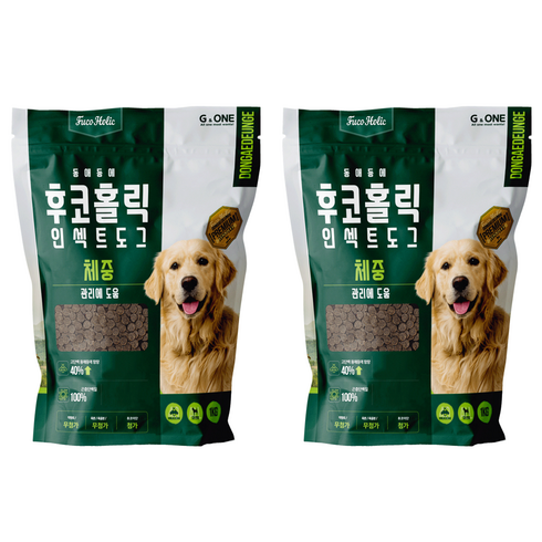 후코홀릭 전연령 도그 동애등에 프리미엄 소프트사료, 다이어트(체중감소), 1kg, 2개