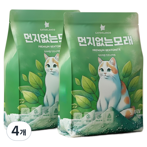 가또블랑코 응고형 먼지없는 고양이 모래, 7kg, 4개