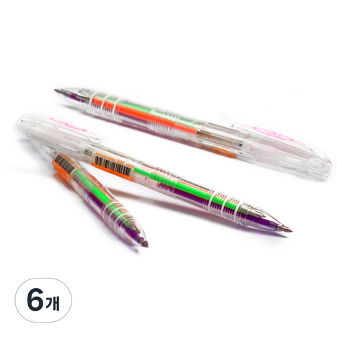 자바펜 네온 3겔 다색펜 0.5mm, 주황 + 연두 + 보라, 6개