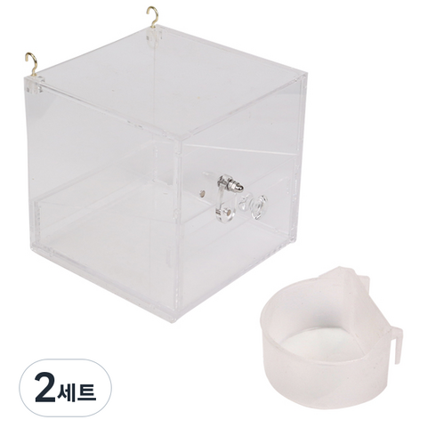 보라펫 업그레이드 외부모이통 소 + 반달 급식기 세트, 투명, 2세트