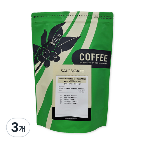 세일즈카페 블렌드 원두커피 연한맛, 핸드드립, 1kg, 3개