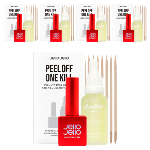 젤로젤로 필오프베이스젤 + 전용 원킬리무버 세트, 혼합색상, 5세트, 10ml / 30ml