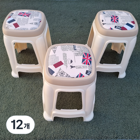 유럽풍 인테리어 사각방석의자 특대 3p, 아이보리, 12개