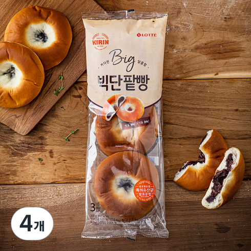 기린 빅 단팥빵, 100g, 3개입, 4개