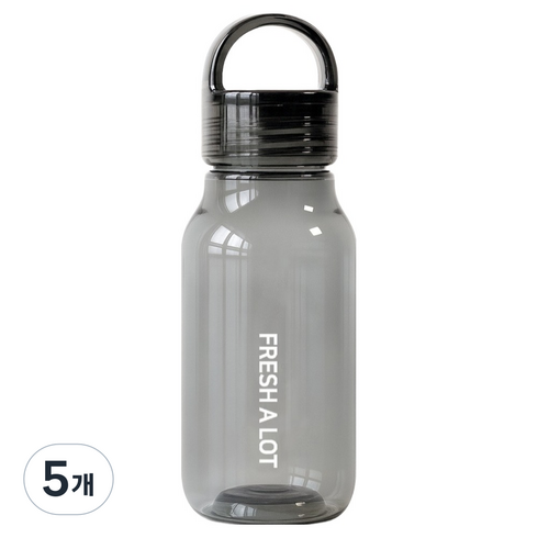 프레쉬어랏 트라이탄 핸들캡 에어 보틀, 블랙, 430ml, 5개