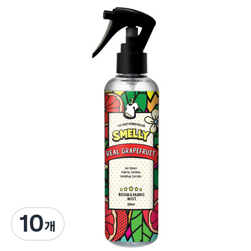 스멜리 룸앤패브릭 섬유탈취제 리얼 그레이프프룻, 250ml, 10개