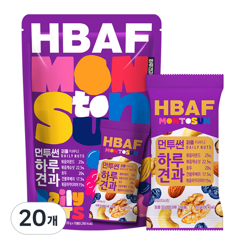 바프 먼투썬 하루견과 퍼플 믹스넛, 200g, 20개