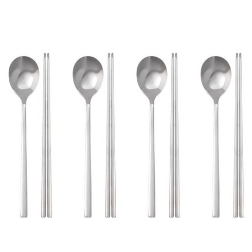 라온누리 국내생산 베이직 한식 수저세트, 숟가락 4p + 젓가락 4p, 4세트