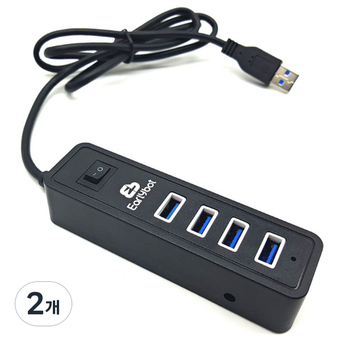 얼리봇 4포트 USB 3.0 허브 LHV-300, 블랙, 2개