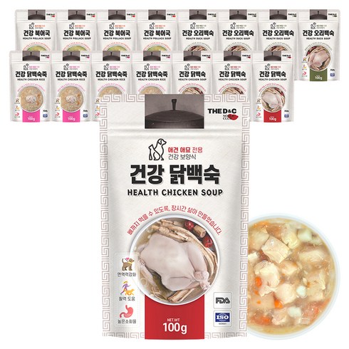 더독 반려동물 외식시리즈 건강 파우치, 닭백숙 + 북어국 + 오리백숙 + 닭백숙죽, 100g, 16개