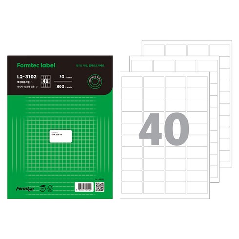 폼텍 바코드용 라벨 LQ-3102, 40칸, 60개