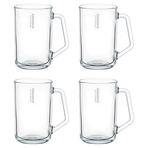 글라스락 내열 강화유리 이지그립 머그컵 480ml, 투명, 4개