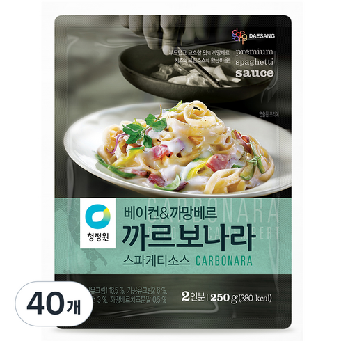 청정원 베이컨 앤 까망베르 까르보나라 스파게티소스, 250g, 40개