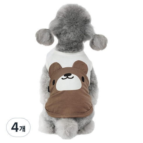 강아지 사랑과 우정 민소매 티셔츠, 브라운, 4개