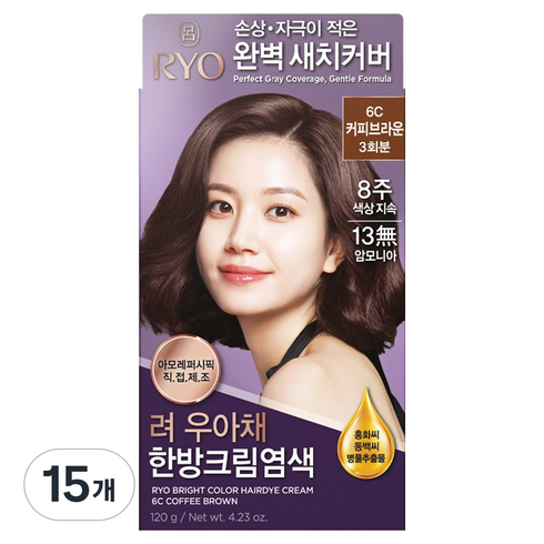 려 우아채 멋내기 새치크림, 6C커피브라운, 15개
