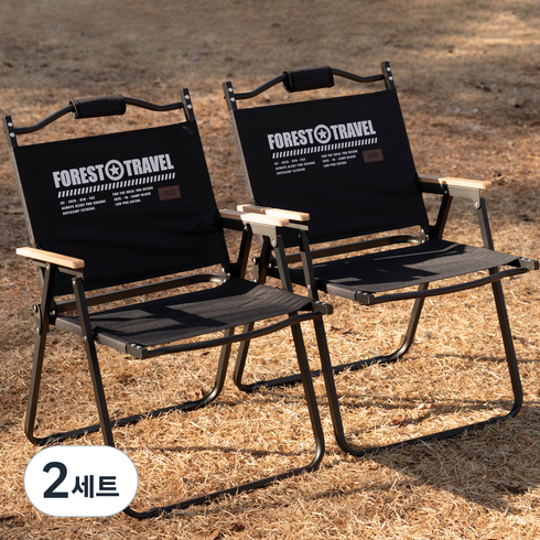로티캠프 휴대용 접이식 경량 캠핑 로우체어 하이 2p + 전용가방 2p 세트, 블랙, 2세트