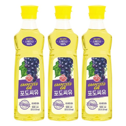 오뚜기 포도씨유, 500ml, 3개