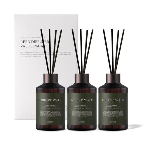 에이센트 퍼퓸드 디퓨저, 포레스트워크, 200ml, 3개