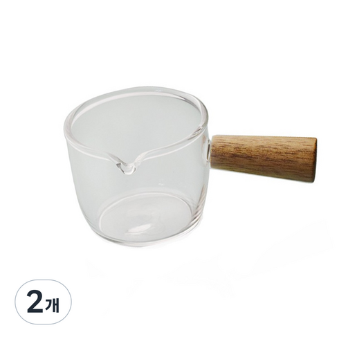 콤마유 우드핸들 에스프레소 샷 잔 100ml, 혼합색상, 2개