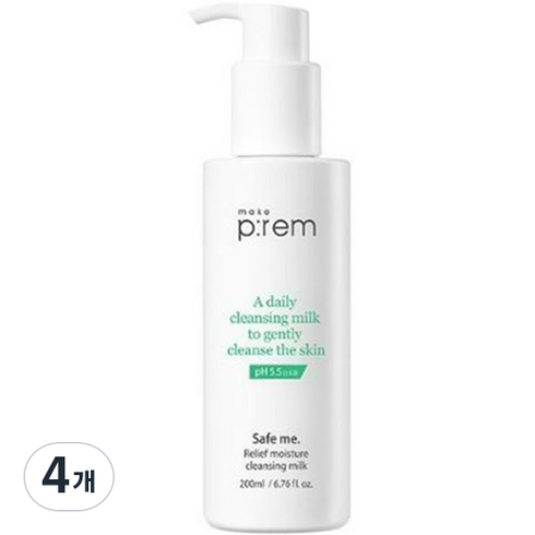 메이크프렘 세이프 미 릴리프 모이스처 클렌징 밀크, 4개, 200ml