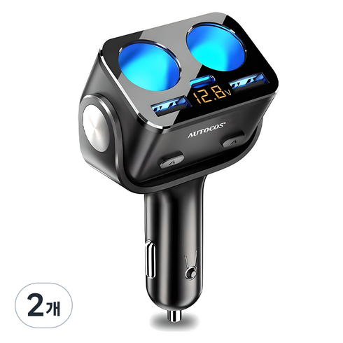 오토코스 차량용 멀티 파워 고속 충전기 Y34TC, 2개, 2구
