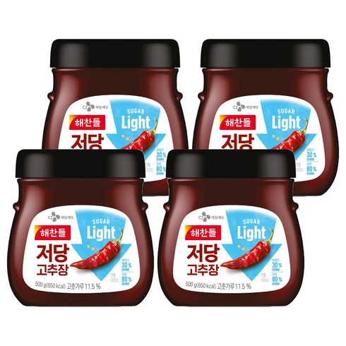 해찬들 저당 고추장, 500g, 4개