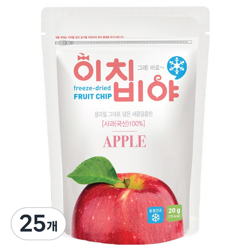 이치비야 동결 건조 과일칩 사과, 20g, 25개
