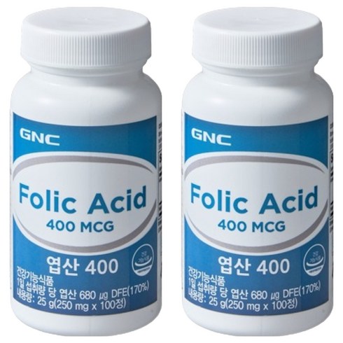GNC 엽산 400, 2개, 100정
