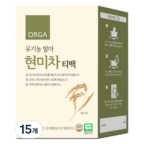 올가홀푸드 유기농 발아 현미차 티백, 10g, 15개입, 15개